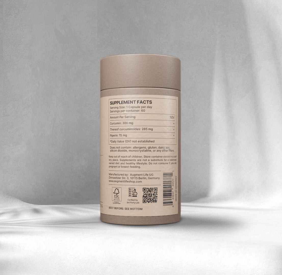 Curcumin with piperin - 300 mg capsules - 95% Curcuminoides - Curcuma Longa L