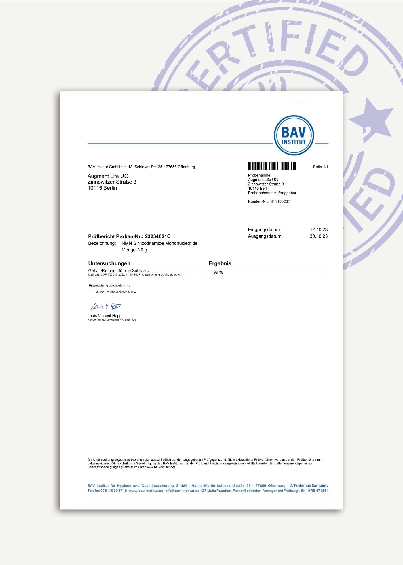 Nicotinamide Mononucléotide - 500 mg capsules - 99% Pureté - NMN