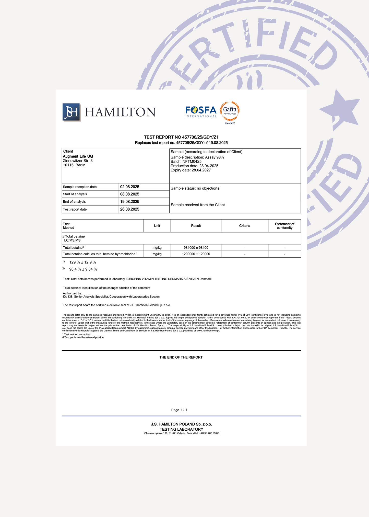 TMG (Betain) - 500 mg x 120 kapslar - Trimetylglycin, 98% Betain