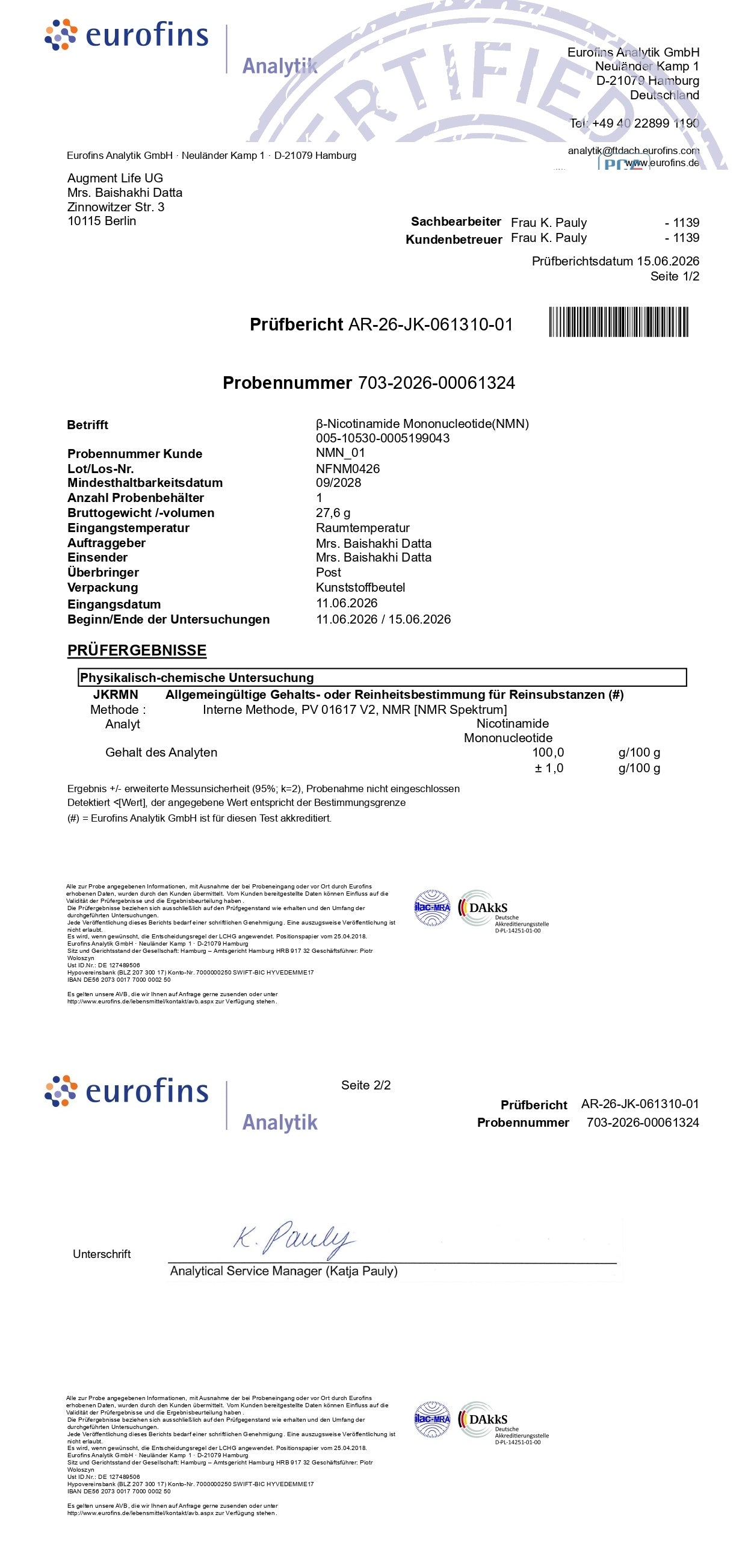 Nicotinamide Mononucleotide - 250 mg - 99% Puhdas - NMN