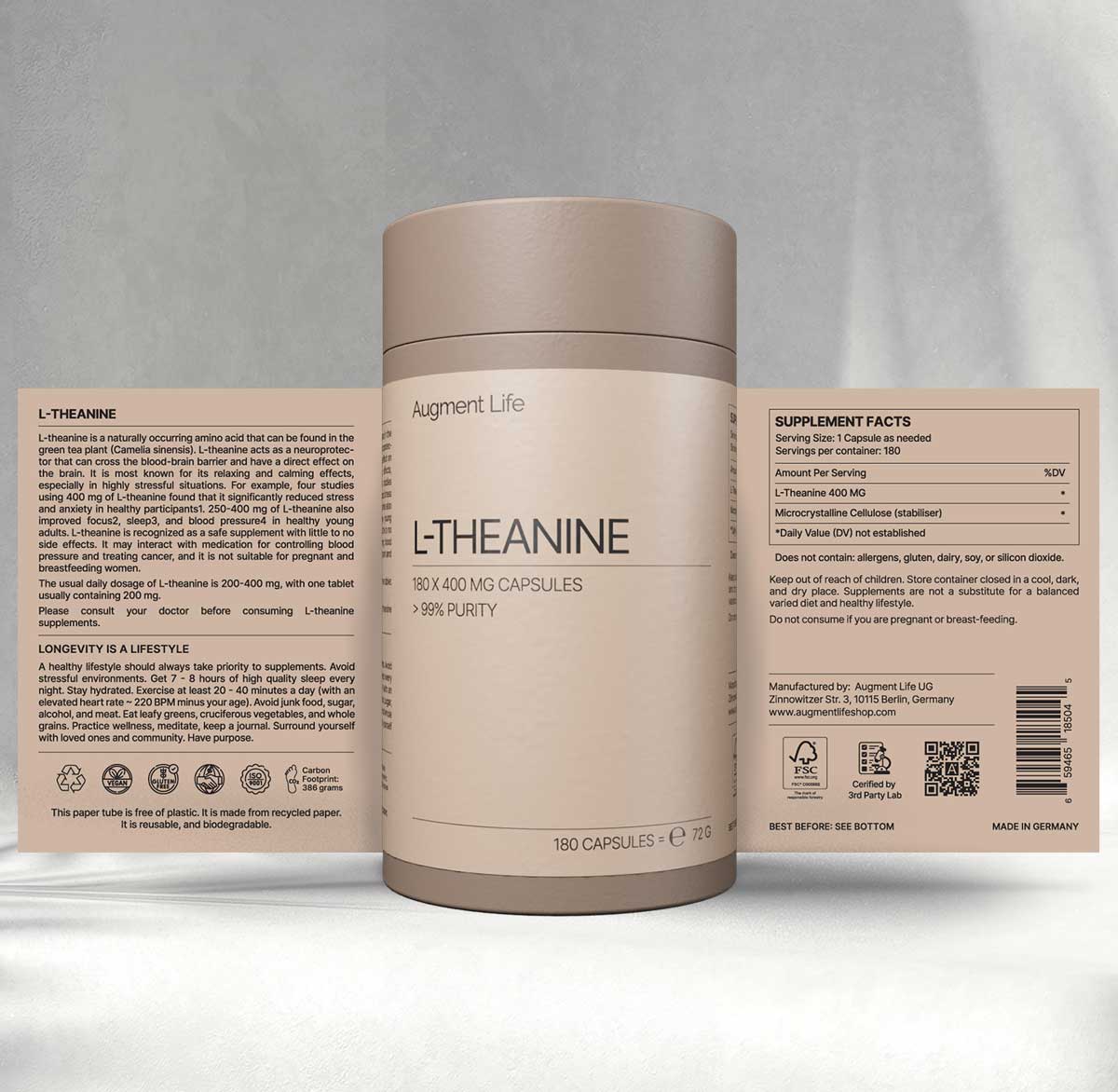 L-Theanine - 400 mg x 180 kapslar