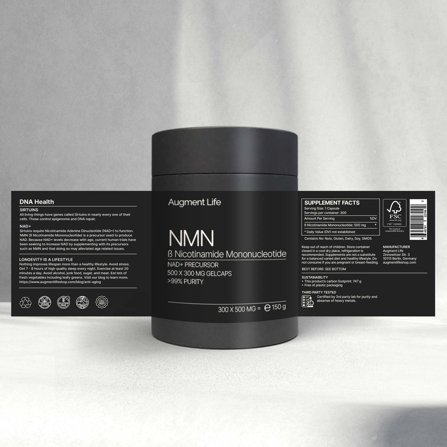 Nicotinamidmononukleotid - 500 mg kapsler - 99% renhed - NMN