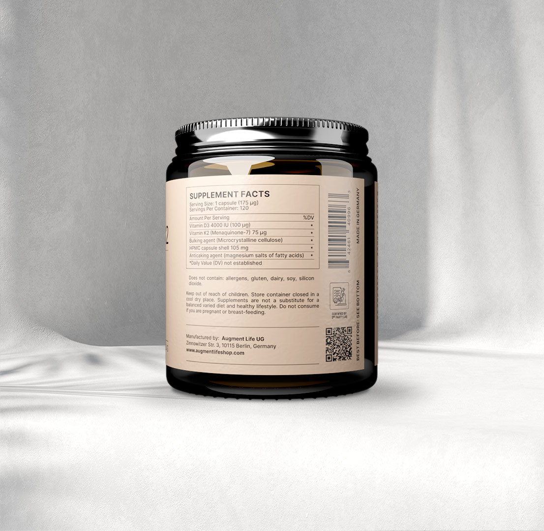 Vitamin D3 K2 (MK7) - Vegan - 120 capsules - 4000 iu + 75 µg
