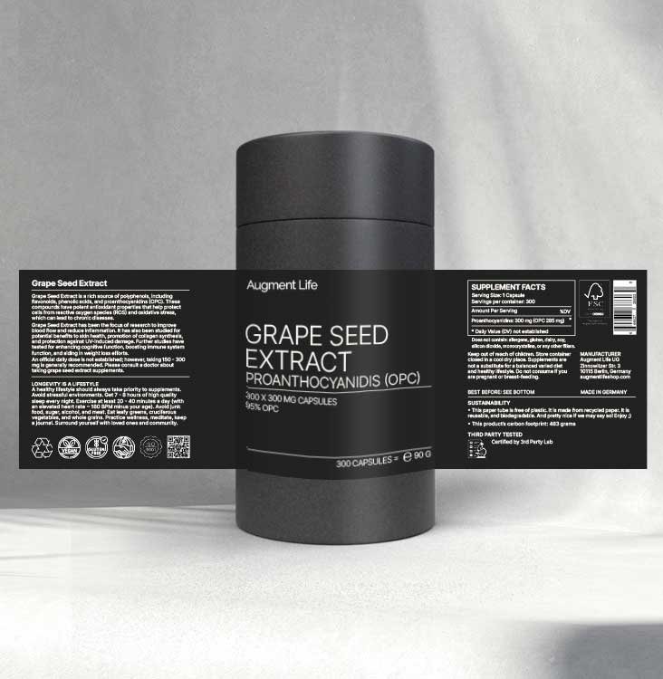 Grape Seed Extract - 300 mg x 300 capsules - 95% Proanthocyanidis